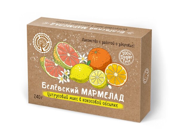 №2 Мармелад белевский на фруктозе 240г "Цитрусовый микс" в Озёрске